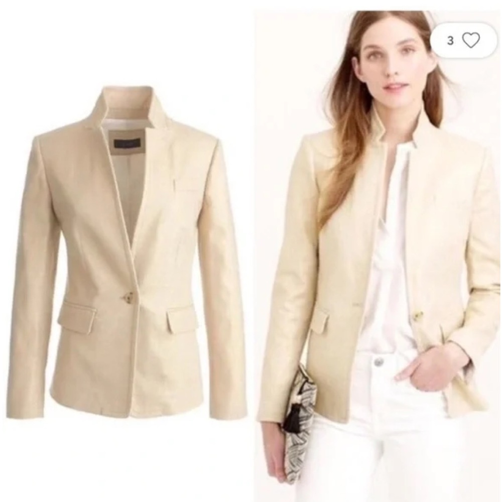 J. Crew linen metallic gold regent blazer, size 10, EUC